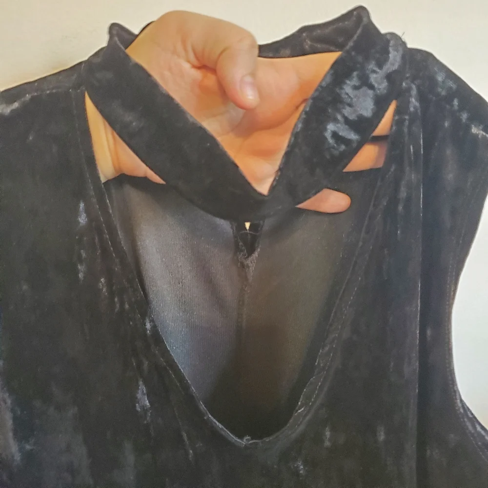Ambiance Black Velvet Dress W/ Choker Size L Whimsigoth vamp Holiday party